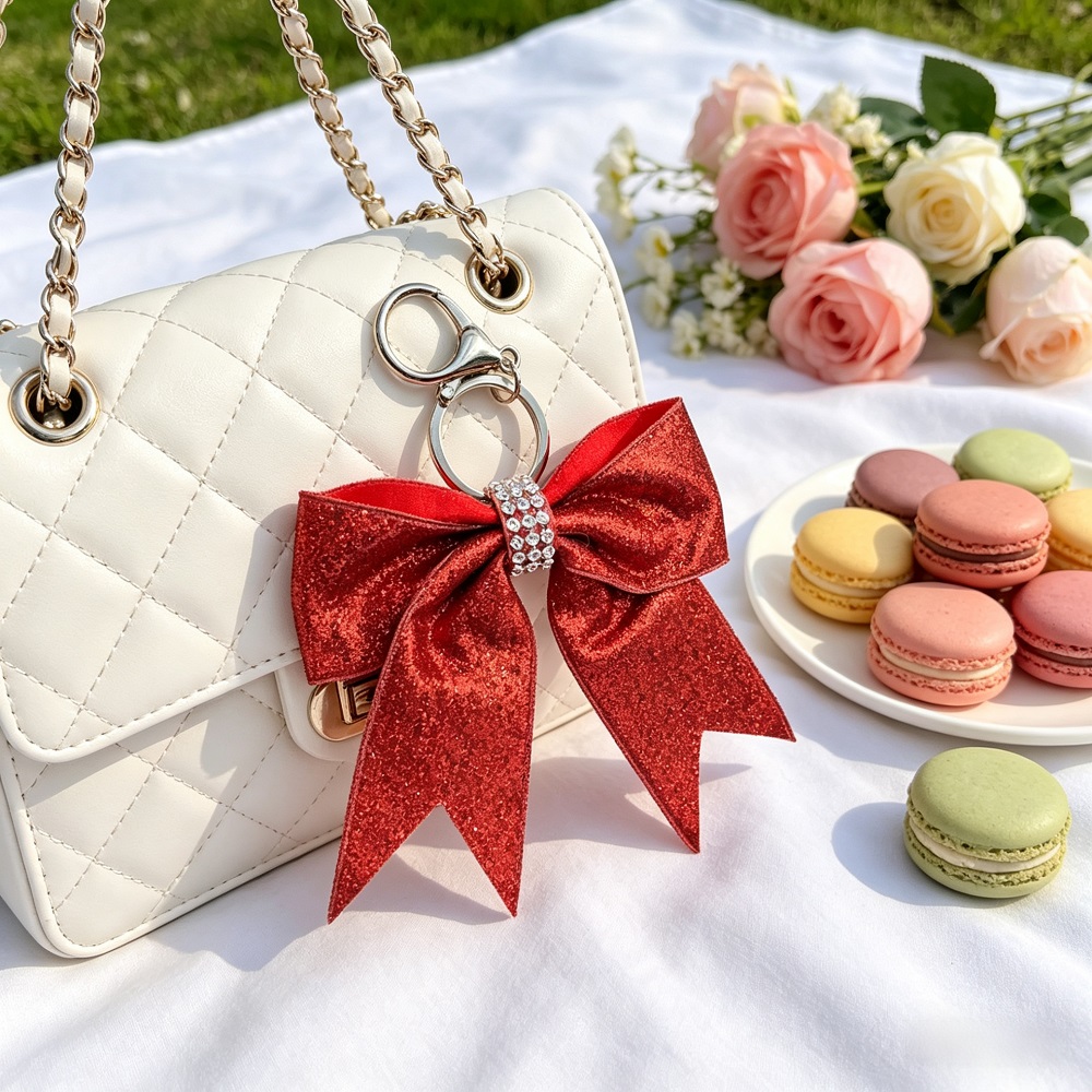 Men'S Yellow Accessories - Multi Colored Satin Bow Rhinestone Keychain