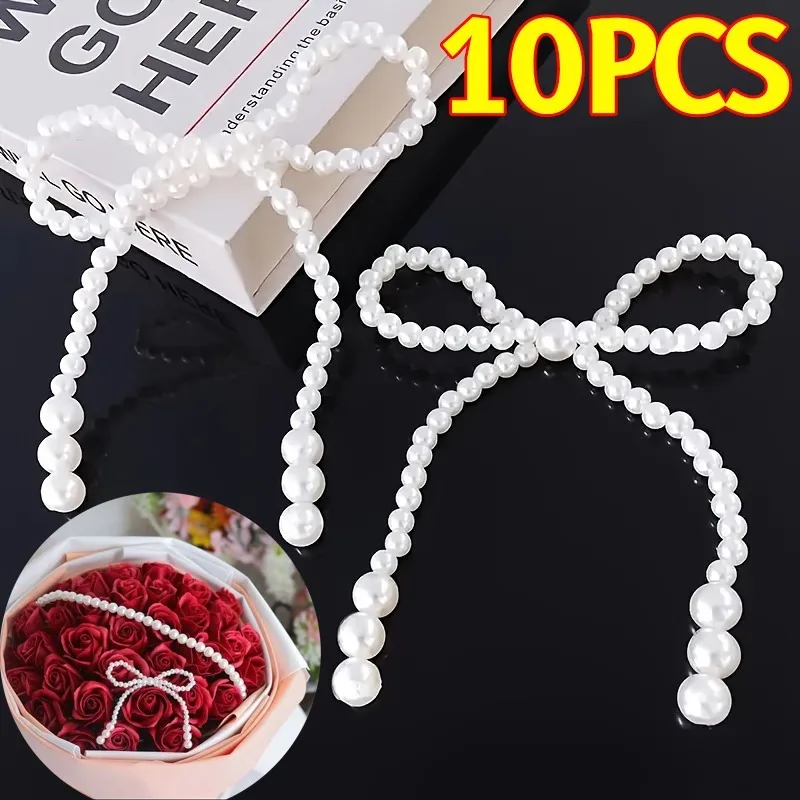 Men Accessories Bouquet - 1/3/5/10PCS White Pearl Bow Bouquet Wrapping