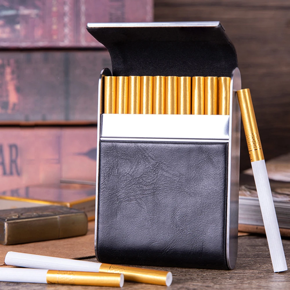 Men'S Mens Accessories - Leather Metal Cigarette Case, 20pcs Capacity