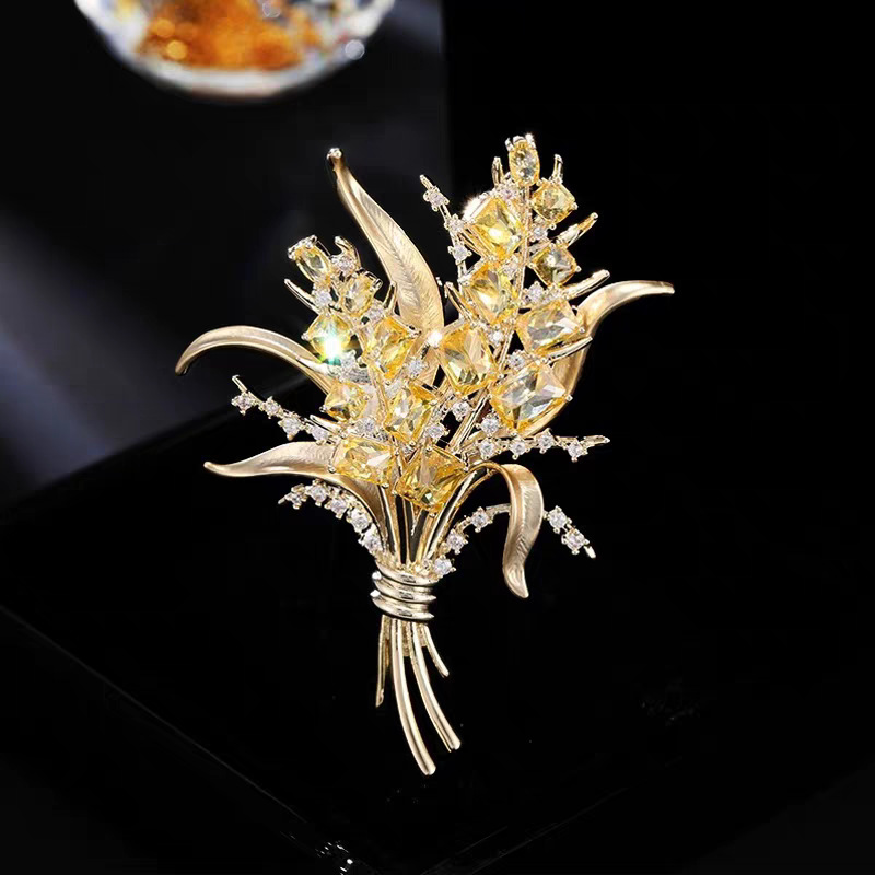 Luxury Zircon Wheat Ear Brooch - Men Accessories Bouquet review and price