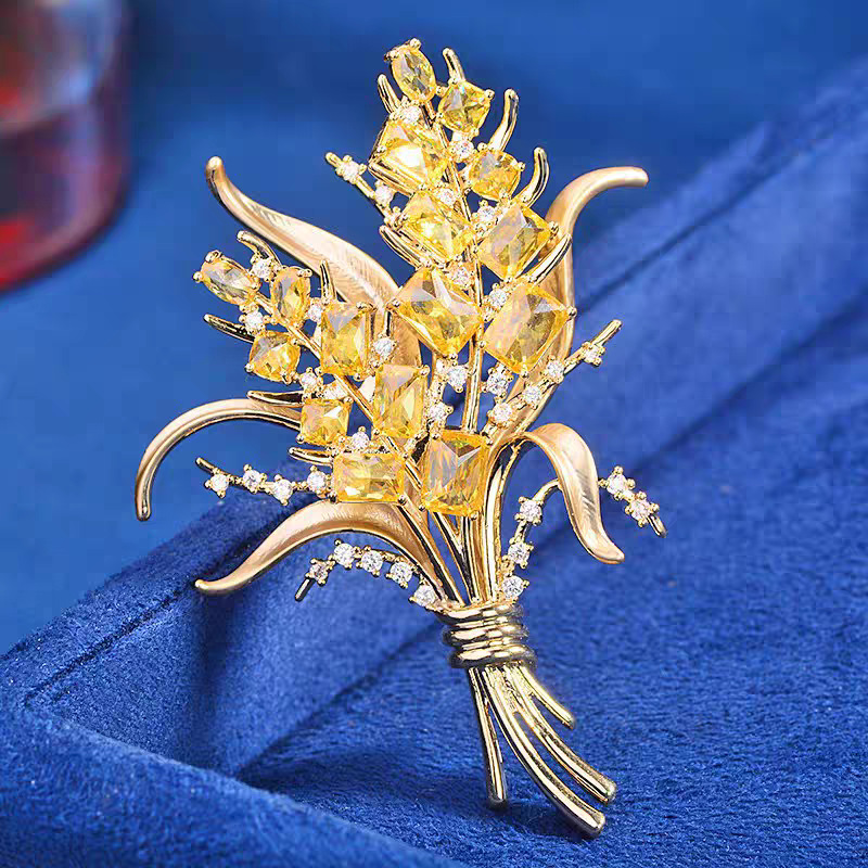 Luxury Zircon Wheat Ear Brooch - Men Accessories Bouquet review and price