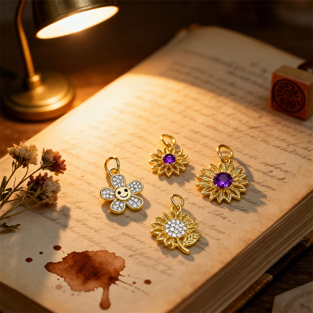 3Pcs Pendants Brass Zircon Flo - Men Accessories Bouquet review and price