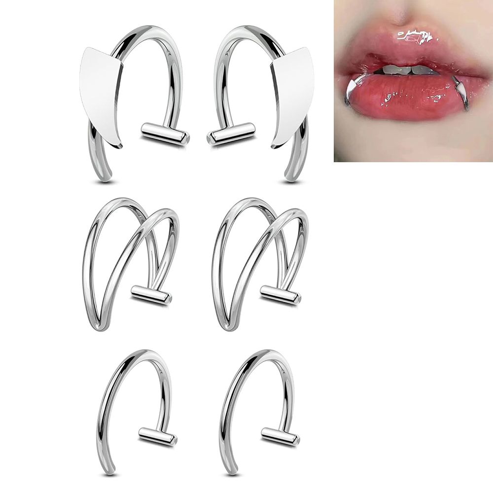 6pcs Stainless Steel Fake Lip  - Men'S Vampire Accessories review and price